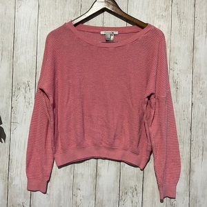 Forever 21 Small Waffle Knit Sweater Women Pink‎ Drop Shoulder Pullover Top